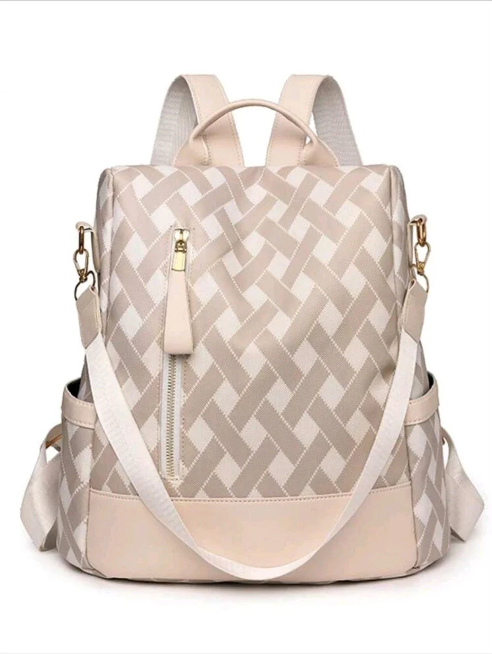 Beige- Lightweight, Portable Fashioable Ladies Travel Backpack With Anti-theft